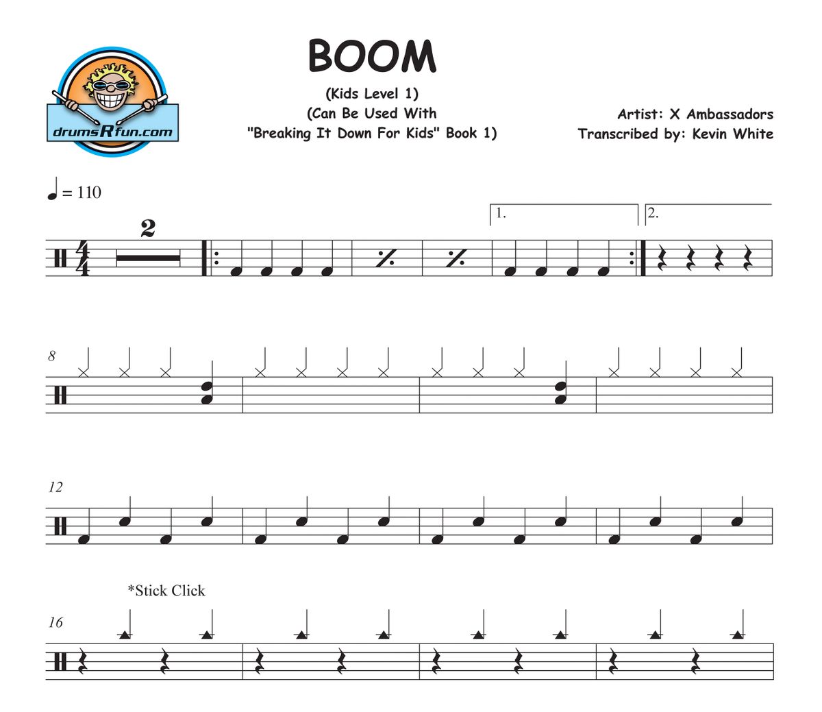 X Ambassadors, BOOM Drum Transcription Kids Level 1